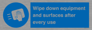 Wipe down equipment and surfaces after every use